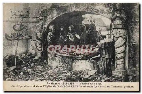 Cartes postales Militaria Guerre de 1914 Bataille de l Yser Eglise de Ramscapelle