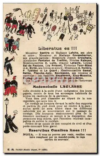 Cartes postales Militaria Liberatus es Mademoiselle Laclasse