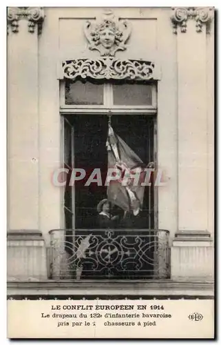 Cartes postales Militaria Le conflit europeen en 1914Le drapeau du 132eme d infanterie bavaroise