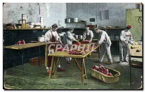 Cartes postales Militaria Infanterie Interieur d une cuisine