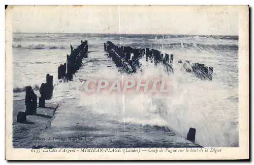 Mimizan Plage - Coup de Vague sur le bout de la Digue - Cartes postales