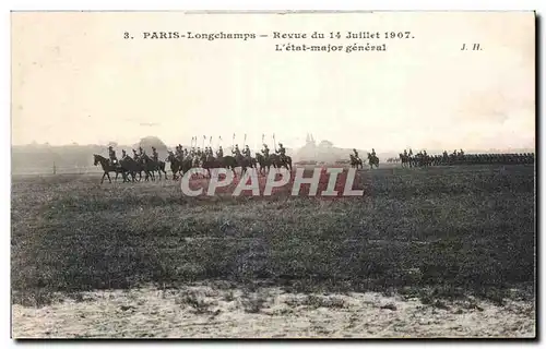 Cartes postales Militaria Paris Longchamps REvue du 14 juillet 1907 L etat major general