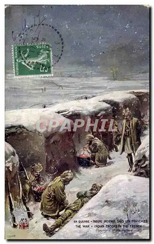 Ansichtskarte AK Militaria En guerre troupe indienne dans les tranchees