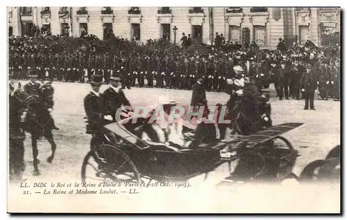 Cartes postales Militaria Le roi et la reine d Italie a Paris (octobre 1903) La reine et Madame Loubet