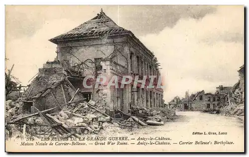 Cartes postales Militaria Les ruines de la grande guerre Anizy le Chateau