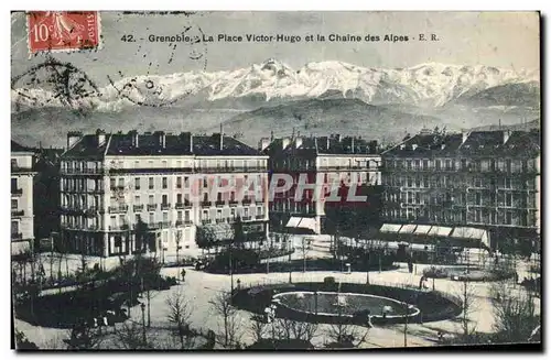 Grenoble - La Place Victor Hugo - Chaine des Alpes - Cartes postales