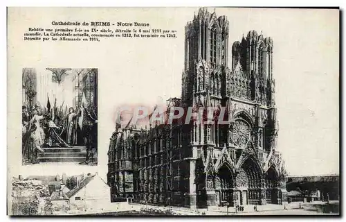 Cartes postales Militaria Guerre 1914 Reims Cathedrale Jeanne d arc