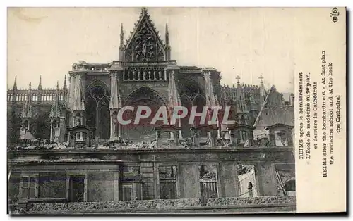 Cartes postales Militaria Reims apres le bombardement Ecole de medecine