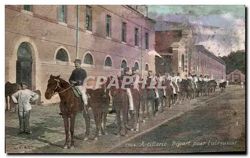 Ansichtskarte AK Militaria Artillerie Depart pour l abreuvoir Cheval Horse