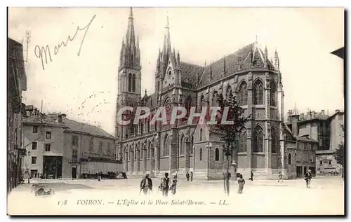 Voiron - L Eglise et la Place Saint Bruno - Cartes postales