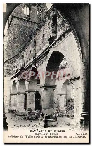 Cartes postales Militaria Les ruines de la grande guerre Maurupt Interieur de l eglise apres le bombardement par