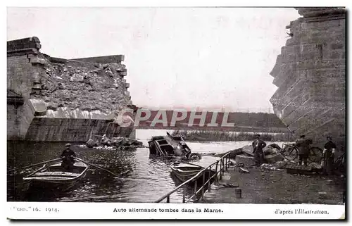 Ansichtskarte AK Militaria Auto allemande tombee dans la Marne