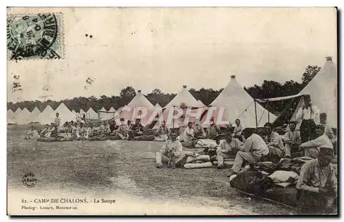 Cartes postales Militaria Camp de Chalons la soupe