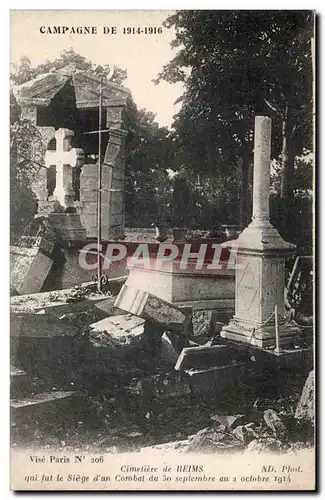 Ansichtskarte AK Militaria Guerre de 1914 Cimetiere de Reims qui fut le siege d un combat du 30 septembre au 2 oc