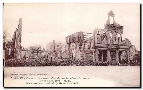 Cartes postales Militaria Guerre de 1914 Reims Le casino demoli par les obus allemands