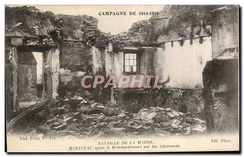 Ansichtskarte AK Militaria Bataille de la Marne Montceau apres le bombardement par les allemands