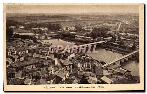 Ansichtskarte AK Beziers Panorama des 4 ponts sur l Orb