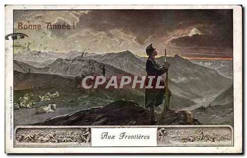 Cartes postales Militaria Aux frontieres Bonne annee