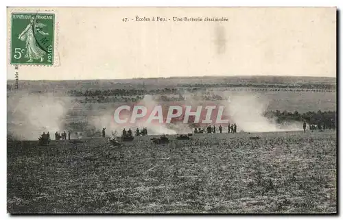 Cartes postales Militaria Ecoles a feu Une batterie dissimulee