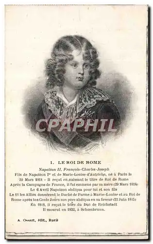 Cartes postales Fantaisiele roi de Rome Napoleon II Francois Charles Joseph Fils de Napoleon 1er