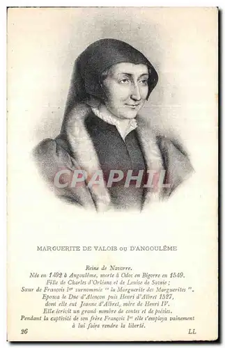 Cartes postales Fantaisie Marguerite de Valois ou d Angouleme Reine de Navarre