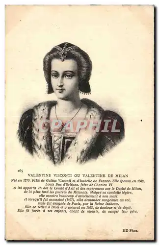 Cartes postales Fantaisie Valentine Visconti ou Valentine de Milan