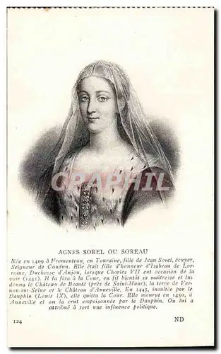 Cartes postales Fantaisie Agnes Sorel ou Soreau