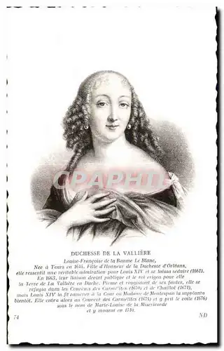 Familles Royales - Royal family - Duchesse de la Valliere - Ansichtskarte AK