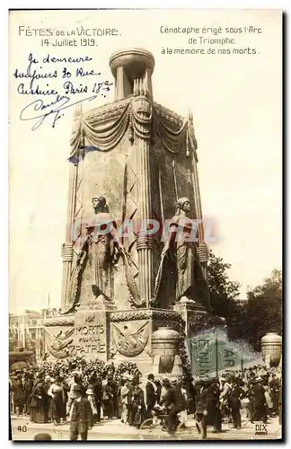 Paris - 8 - Fete de la Victoire - 14 Juillet 1919 - Cenotaphe erige sous l Arc de Triomphe - Ansichtskarte AK