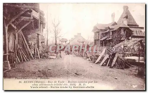 Ansichtskarte AK Militaria Reims Rue de Vesle Ruines causees par les obus allemands