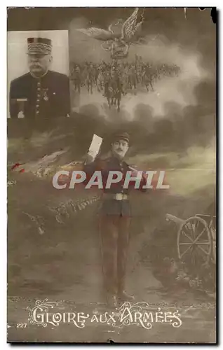 Cartes postales Fantaisie Militaria Gloire aux armees