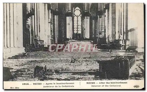 Ansichtskarte AK Reims Apres le bombardement Interieur de la cathedrale