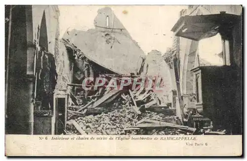 Cartes postales Militaria Interieur de la chaire de verite de l eglise bombardee de Ramscappelle