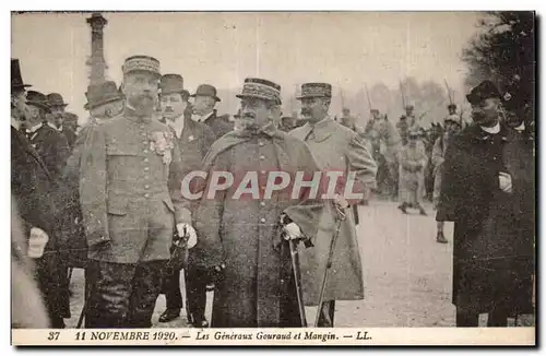 Cartes postales Militaria La grande guerre 1914 11 novembre 1920 Les generaux Gouraud et Mangin