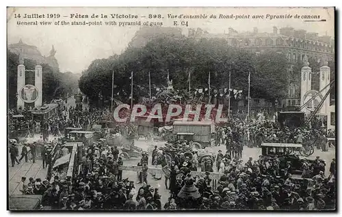 Paris - Fetes de la Victoire - 14 Juillet 1919 - Militaria - Rond Point avec pyramide de Canons - CP
