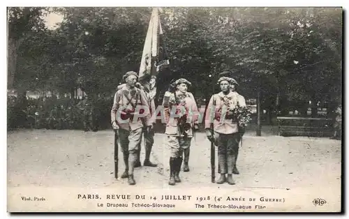 Paris - Revue du 14 Juillet 1918 - Le Drapeau Tcheco Slovaque Tchequie Tchequia - Ansichtskarte AK