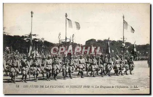 Paris - Fetes de la Victoire - 14 Juillet 1919 - Militaria - Les Drapeaux de l Infanterie - Cartes postales