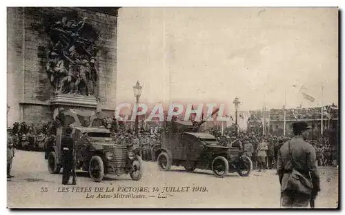 Paris - Fetes de la Victoire - 14 Juillet 1919 - Les Autos mitrailleuses Tank - Ansichtskarte AK