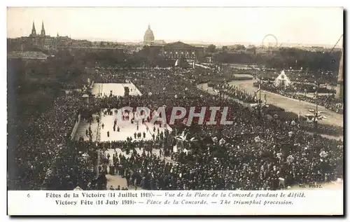 Paris - Fetes de la Victoire - 14 Juillet 1919 - Place de la Concorde - Ansichtskarte AK