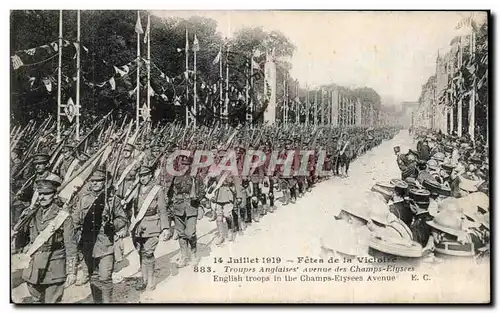 Paris - Les Fete de la Victoire - 14 Juillet 1919 - Troupes Anglaises - Champs Elysees - Ansichtskarte AK