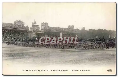 Cartes postales Militaria Paris La revue du 14 juillet a Longchamp Le defile l artillerie