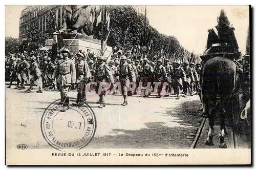 Cartes postales Militaria Paris Revue du 14 juillet 1917 Le drapeau du 155 d infanterie Belfort