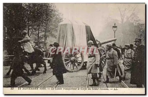 Ansichtskarte AK Militaria Paris 11 Novembre 1920 Le canon transportant le corps du soldat inconnu