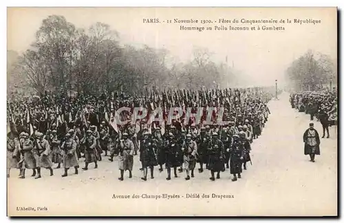 Ansichtskarte AK Militaria Paris 11 Novembre 1920 Fetes du cinquantenaire de la Republique Avenue des Champs Elys