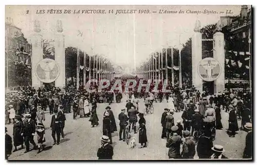 Cartes postales Militaria Paris Fetes de la victoire a Paris 14 juillet 1919 L avenue des Champs Elysees