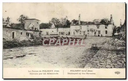 Cartes postales La ferme de poligny detruite par les Allemands