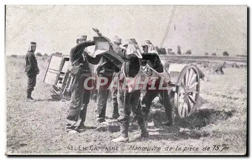 Ansichtskarte AK Militaria En Campagne Manoeuvre de la piece de 75