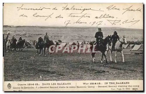 Cartes postales Militaria Dans les balkans Camp de Zeitinlic General Sarrail visite le camp