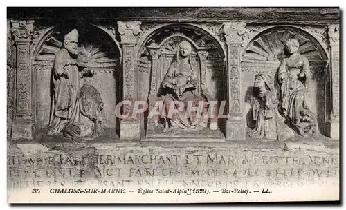 Cartes postales Chalons sur Marne Eglise Saint Alpin Bas relief