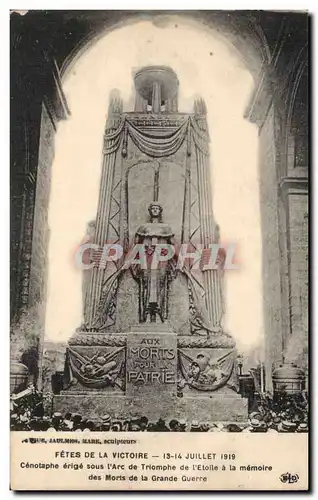 Ansichtskarte AK Militaria Paris Les fetes de la Victoire 14 juillet 1919 Le monument Aux morts eleve sous l arc